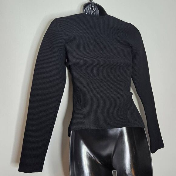 Babaton Aritzia Square Neck Ribbed Sweater Size Small Black Long Sleeve - Picture 4 of 7
